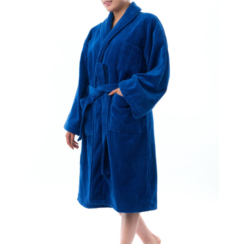 Alpine Swiss Blair Womens Cotton Terry Cloth Bathrobe Shawl Collar Velour Spa Robe BLU LXL - Image 1